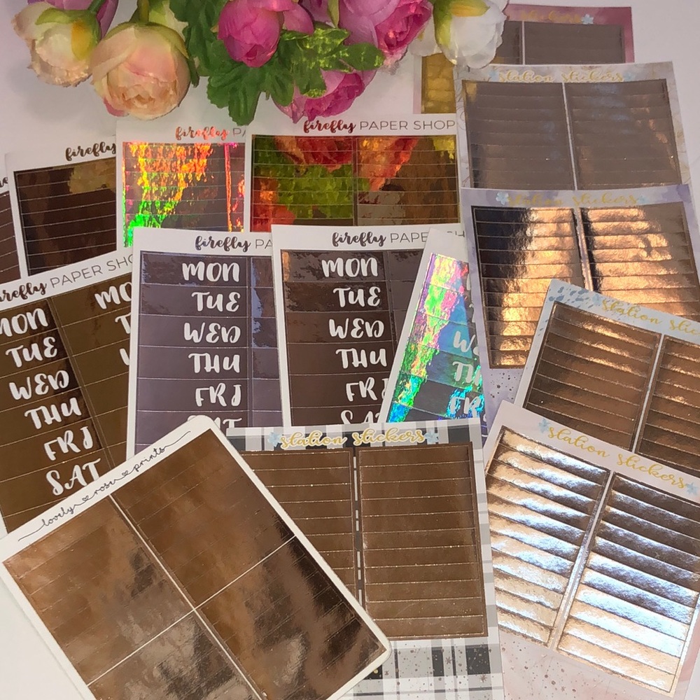 Gold Station Stickers Foil Planner Stickers Gold Foil Junk Journal Stickers